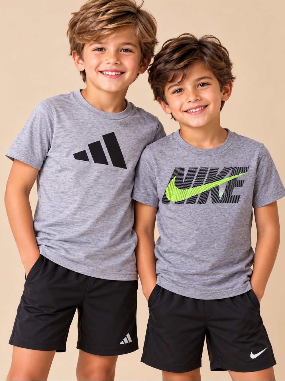 Nike + Adidas Boys 2-Piece Athletic Graphic T-Shirt Bundle Size 4T / XS